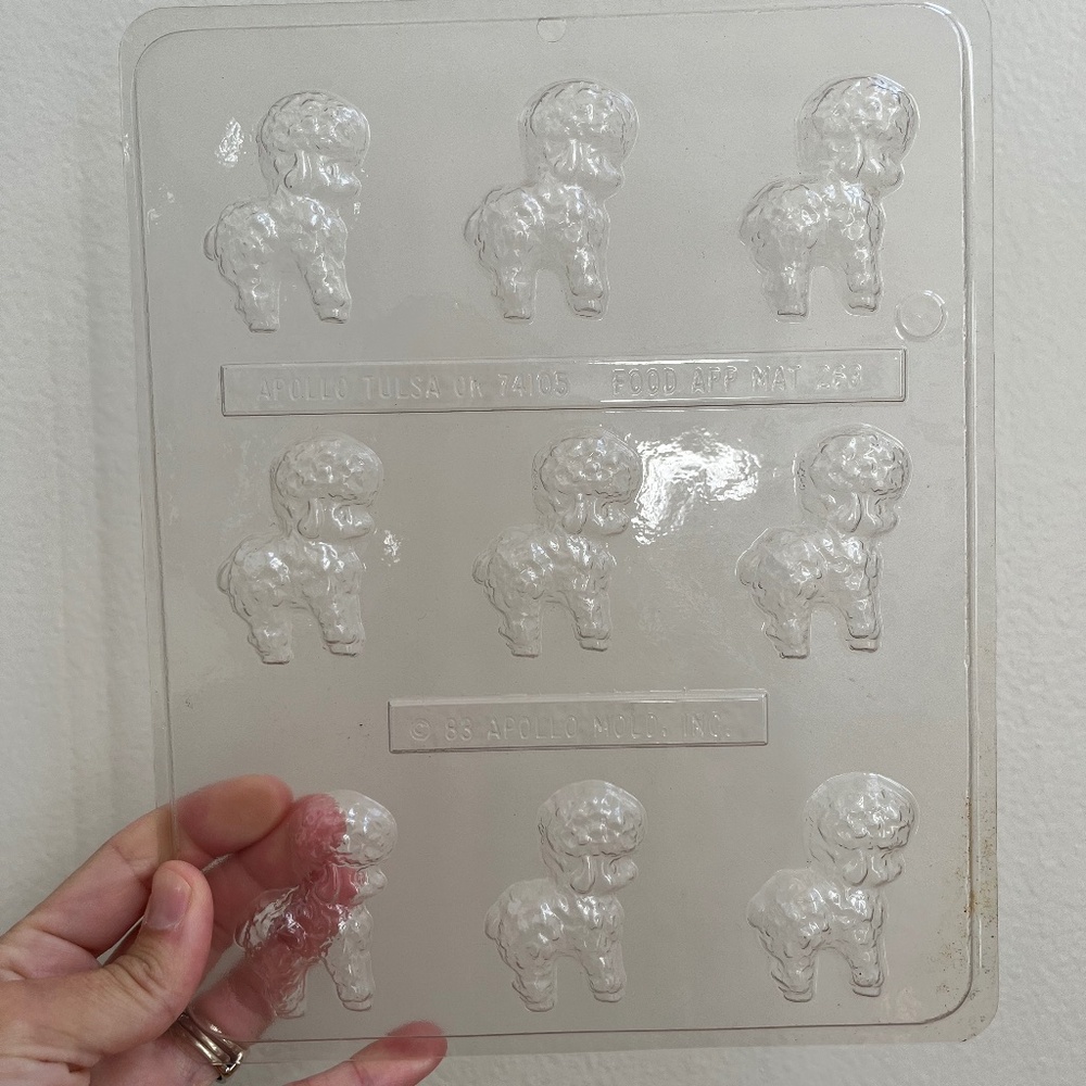 Vintage 1983 Poodle/Sheep Chocolate Plastic Mold